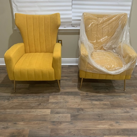 Pillows , 2 Wingback Chairs , 2 sets of Curtains